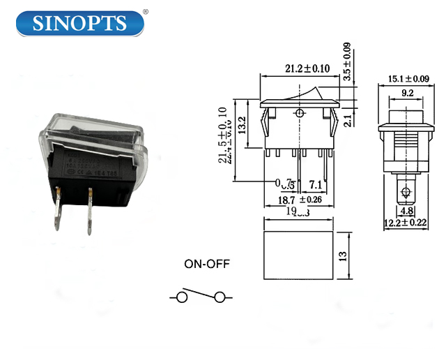 2pins On-Off 10A 250V AC Switch KCD1 Mini Rocker Smart Rocker Switch